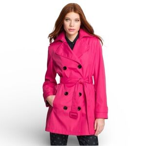 Calvin Klein Fuchsia Double-Breasted Trench Coat